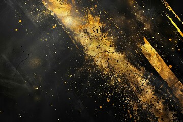 Black, Gold, and Yellow Abstract Background with Grungy Texture and Glowing Light Effects - obrazy, fototapety, plakaty
