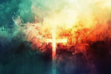 Foto op Canvas Abstract Religious and Spiritual Background, Faith-Inspired Digital Illustration © Lucija
