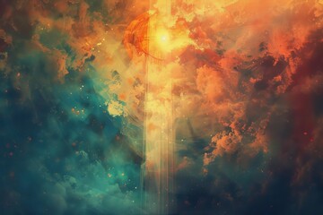 Abstract Religious and Spiritual Background, Faith-Inspired Digital Illustration