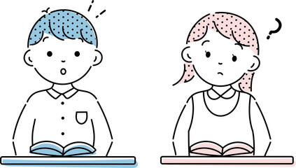 シンプルでわかりやすい勉強する男の子と女の子_お受験 アトリエマユコ