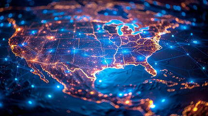 Digital Map USA Modern Technology