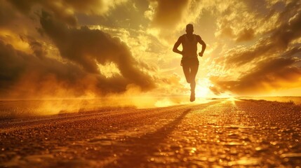 Sport dramatic backgrounds. Runner. Isolated scene.