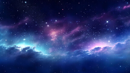 Fototapeta premium Digital blue and purple nebula starry abstract graphic poster web page PPT background