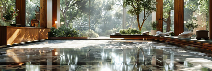 Fototapeta premium Lush Park Scene, Blending Natural Greenery with Urban Amenities for a Tranquil and Inviting Outdoor Environment