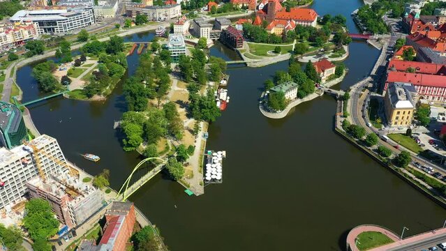 Wroclaw Bridges Island Aerial View Poland