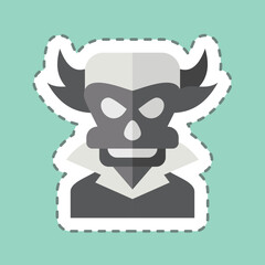 Sticker line cut Evil. related to Halloween symbol. simple design illustration