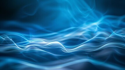 Fototapeta premium Abstract blue wavy with blurred light curved lines background