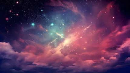 Foto op Canvas Digital galaxy starry sky night sky abstract graphic poster web page PPT background © JINYIN