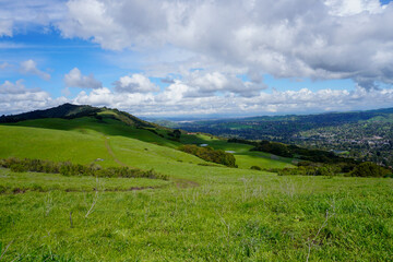 Fototapeta na wymiar Grass Covered Ridge Lines and Hills