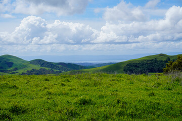Fototapeta na wymiar Grass Covered Ridge Lines and Hills