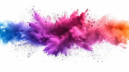 Colorful powder explosion on white background.