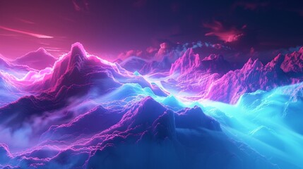 The ethereal beauty of neon vapor waves swaying in the wind