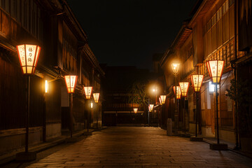 Fototapeta na wymiar 金沢のひがし茶屋街の夜景