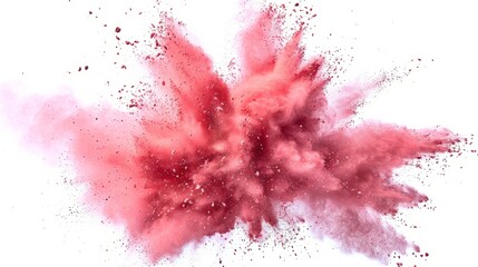 Pink powder explosion on white background.