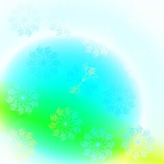 Fototapeta na wymiar blue winter background with floral outline pattern backdrop