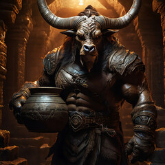 Trapped in a labyrinth minotaur미궁속에 갇혀있는 미노타우로스Generative AI