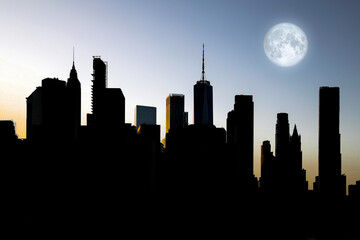 Panorama new york city at night - 780181309