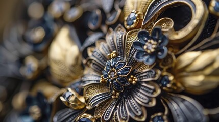 Capturing the exquisite craftsmanship of a handcrafted jewelry piece, highlighting the intricate metalwork and design artistry.