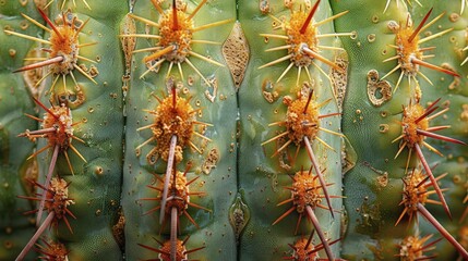 Obraz premium Examining the intricate texture of a cactus unveils the survival tactics employed by desert flora.