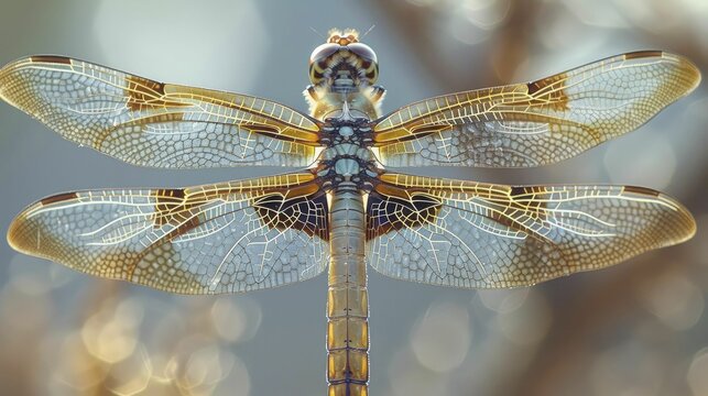 Capturing the delicate details on a dragonfly's wings reveals nature's artistry in its precise design.