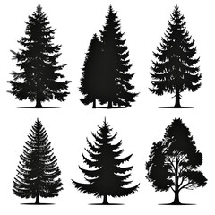 Fototapeta premium set of silhouettes of trees