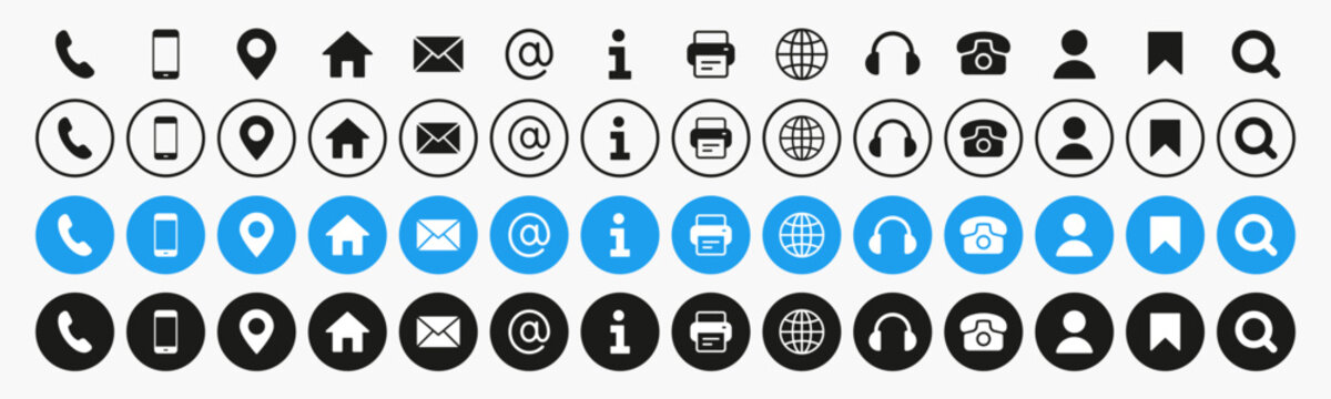 Contact us icon. Web icons set , home, location, call, at, email, address, globe, chat, message, mail, envelope, telephone, fax, information, support, search, website, icon. communication contact icon