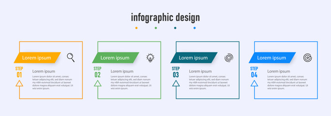 Modern infographic business template and data visualization with 4 options. can be used for work flow diagram, info chart, web design. vector illustration. Premium Vector