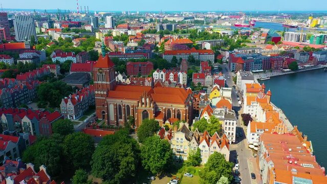 Aerial view of Kosciol pw. sw. Jana in Gdansk