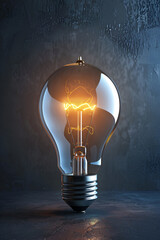  glowing yellow light bulb energy saving electric light bulb lamp on dark background