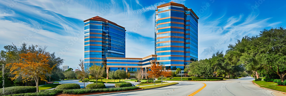 Wall mural silicon valley architectural landmarks, reflecting the fusion of modern design and technological inn