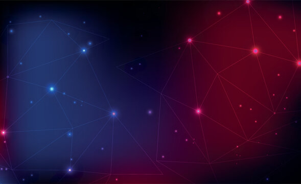 blue and red minimalist technology gradient background, galaxy gradient effect, connection pattern