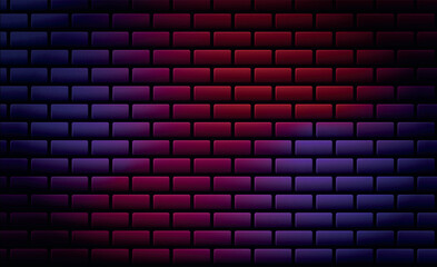 bricks background with neon colors, modern neon effect brick wall
