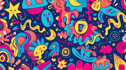 Naklejka premium Vibrant Abstract Doodle Artwork