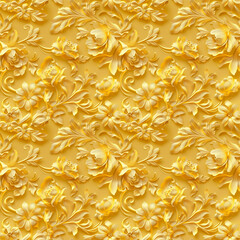 Floral yellow color, form natural, seamless fabric pattern.