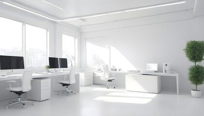 Fototapeta na wymiar office with clean an pure air in white color