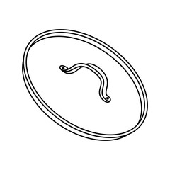 Lid vector icon. Glass transparent cap with a stainless steel handle. Kitchen tool - cover for frying pan, pot, dishes. Hand drawn doodle isolated on white. A simple sketch of household utensils