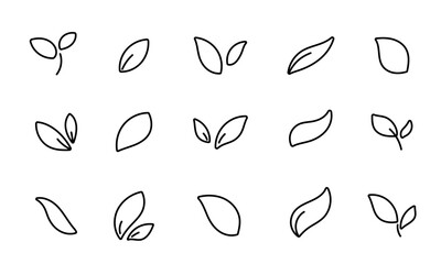 葉のアイコンセット/葉っぱ/芽/新芽/緑の日/春/植物/イラスト/ベクター