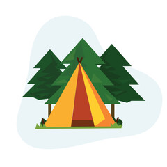Camping tent flat design vector Illustration Icon for web use for camping, outdoor, nature, wilderness.
