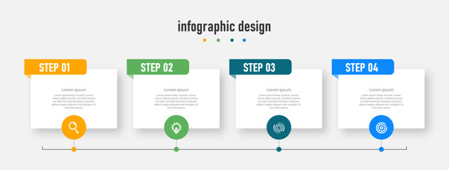 Infographic design for business concept. Can be used for info graphics, flow charts, presentations, web sites, banners, label template with icons. 4 options or steps.