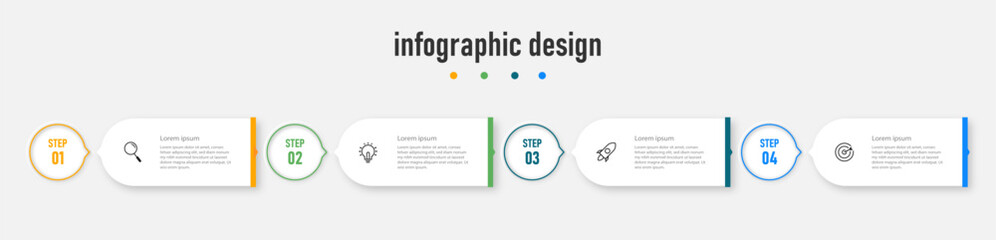 Creative template infographic design template. timeline with 4 steps, options. can be used for workflow diagram, info chart, web design. vector illustration.