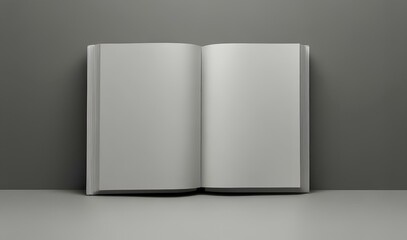 Blank open book template. Blank notebook. White background.｜空白の開いた本のテンプレート、白紙のノートブック、白背景
