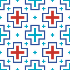 Geometric cross ethnic seamless pattern in tribal.colorful in native American,Mexican,African, Scandinavian style Aztec geometric fabric folk art background.Colorful boho design for print decor.