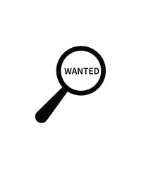 magnifying glass with wanted icon, vector best flat icon.