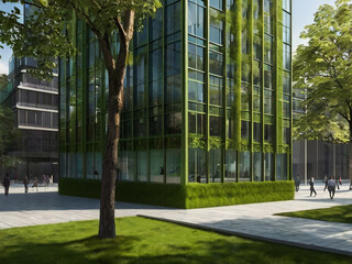 Building with lush green facade