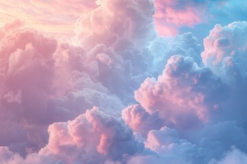 Cloudscape texture, fluffy and ethereal, pastel pinks and blues at sunset
