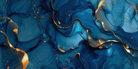 Poster Texture color abstract background pattern art paint liquid blue effect. Abstract texture design pattern color background gold mineral luxury ink nature wallpaper creative rainbow stone water seamless © Maykon