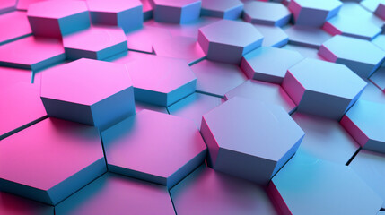 modern wallpaper abstract background with blue and pink hexagons, business presentation background desktop wallpaper, website homepage banner 