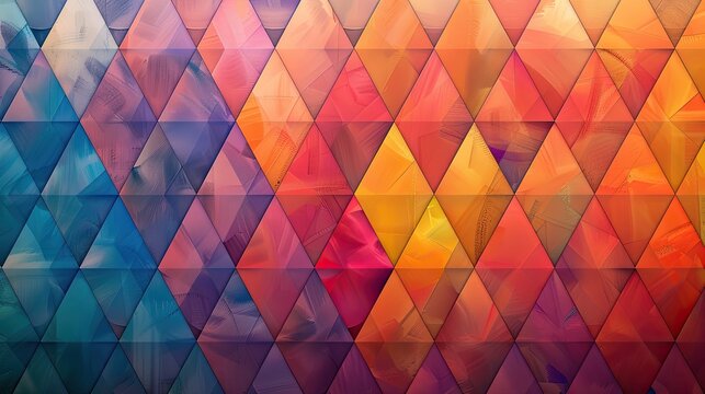 An array of equilateral triangles each filled with a gradient