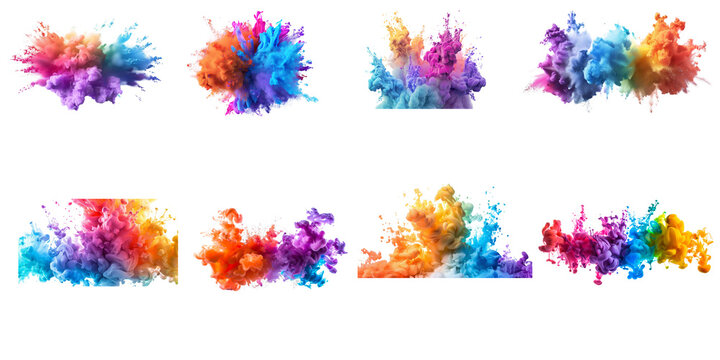 Colorful explosion of paint isolated on white background