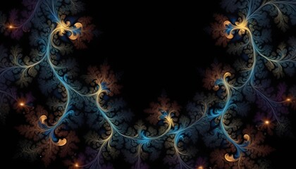 Computer generated 3D illustration, abstract fractal background for creative graphic design for postcards, wallpaper, banner with dark background